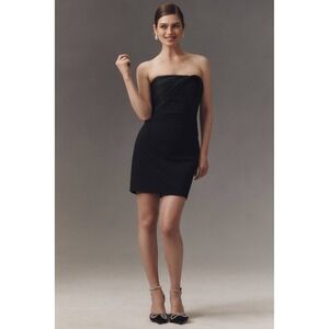 Liv foster Effie Crepe Mini Dress Black Strapless Pleated ML1E209323 gown